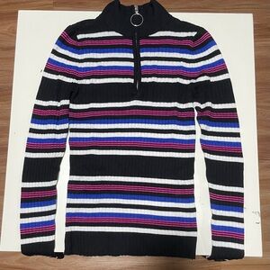 No Boundaries Multicolor Striped Turtleneck Sweater